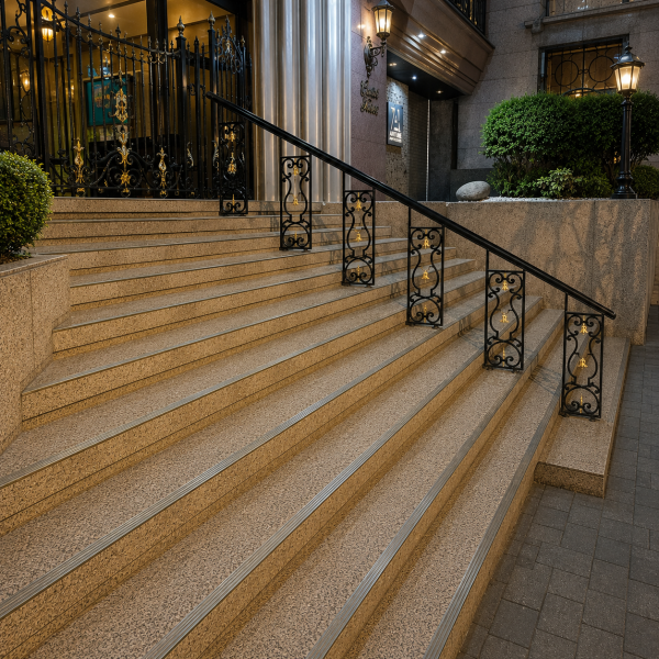 Stair Nosing Materials Compared: Carborundum, Photoluminescent, Aluminum, Brass & Rubber